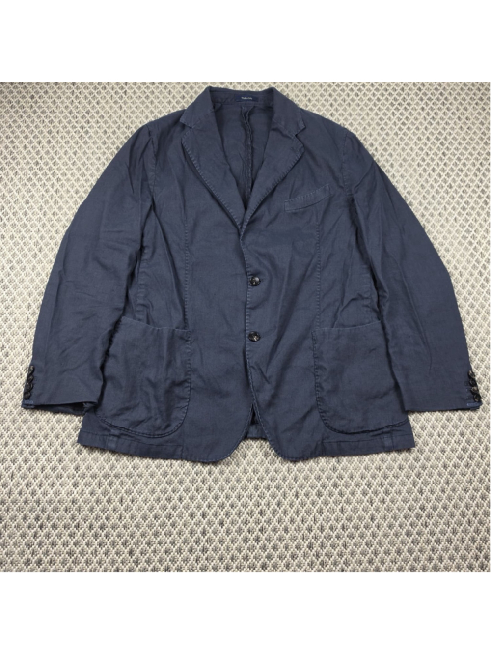 Guarinucci Napoli Italy Linen Cotton Sport Coat Blazer Navy Blue Size 54